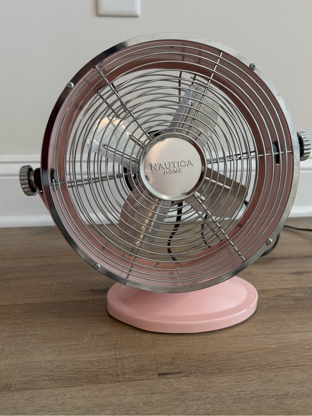 Nautica Home 12” Metal Desk Fan Pink Rose Gold 2 Speed Adjustable Tilt Vintage